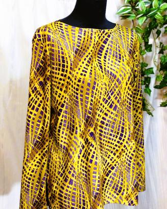 Blusa donna giallo oro e violetto elegante feste S