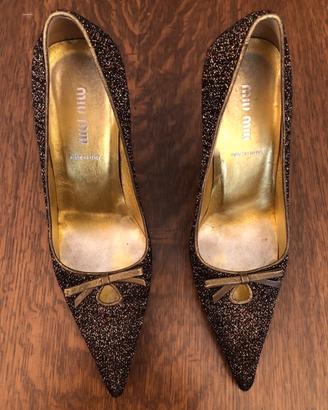 Décolleté Miu Miu Vintage T.37 Bronzo Tacco 8cm