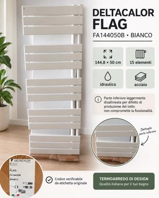 Termoarredo Deltacalor FLAG 144x50 cm bianco – FA1