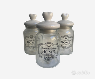 Set barattoli in vetro con tappo a cuore