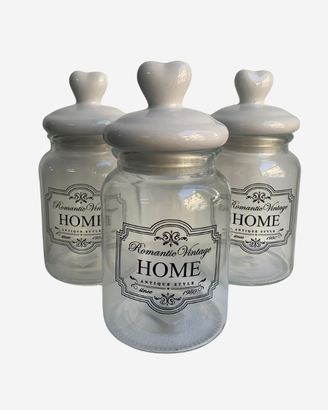 Set barattoli in vetro con tappo a cuore