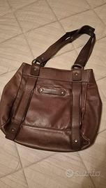 Borsa spalla Mandarina Duck in vera pelle marrone
