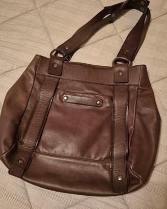 Borsa spalla Mandarina Duck in vera pelle marrone