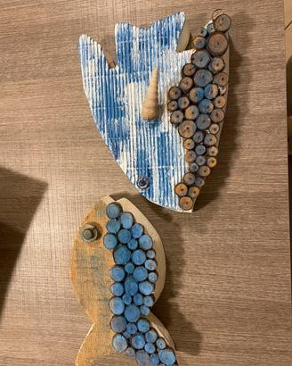 Pesci in legno decorazione