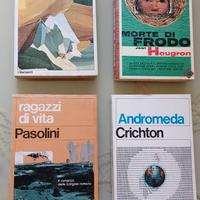 4 libri Hilton-Pasolini-Crichton-Hougron '64-'70