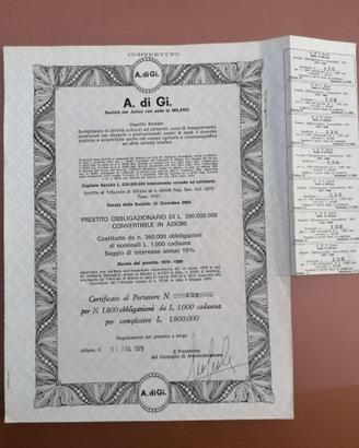 Obbligazione A.di Gi.-Certificato azionario antico
