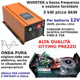 Inverter bassa frequenza ONDA PURA 12V 3kW 6kW