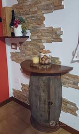 Mobile bar a botte in legno porta bottiglie