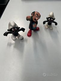 Lotto 2 puffi neri arrabbiati e Gargamella