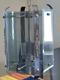 LAMPADARIO ANNI '70 design Vetro e Ferro Battuto