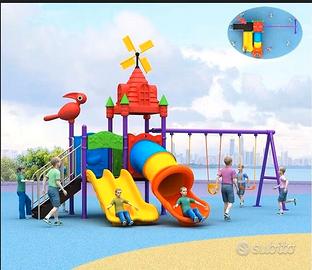 Torretta Pappagallo con 2 scivoli + 3 altalene