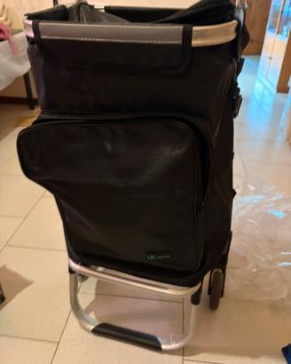 Carrello spesa VOUNOT saliscale – 6 ruote – nero