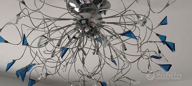 Plafoniera e abat jour Top Light, vetri blu/trasp