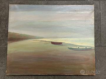 B. Lazzerini - Marina Toscana - Olio su Tela 1970