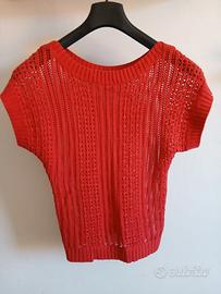 Top rosso in maglia traforata Clockhouse (C&A)