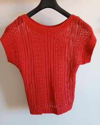 Top rosso in maglia traforata Clockhouse (C&A)