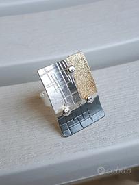 Fine anello rodiato, finish satinato, regolabile