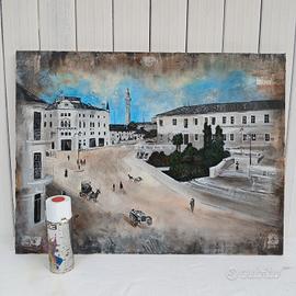 Antico quadro primi 900 Pordenone paesaggio 60x80