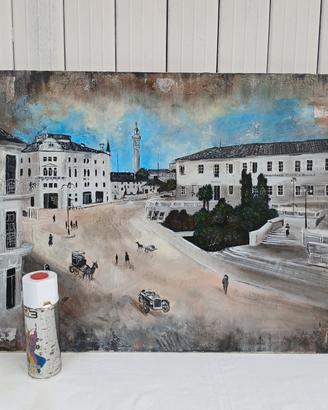 Antico quadro primi 900 Pordenone paesaggio 60x80