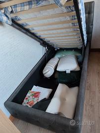 Letto a 1 piazza con contenitore biancheria 