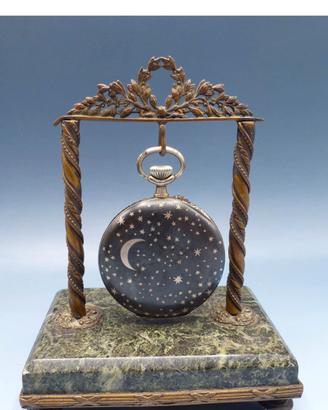 Portaorologio e orologio argento fine XIX