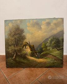 Dipinto olio su tela "Valdés" paesaggio rurale