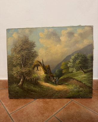 Dipinto olio su tela "Valdés" paesaggio rurale