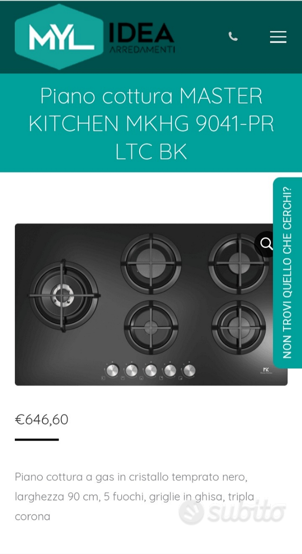 Piano cottura gas NUOVO Master Kitchen 90cm - Elettrodomestici In vendita a  Brescia