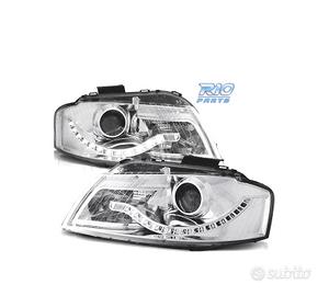 FARI AUDI A3 8P LUCE LED DIURNA FONDO CROMATO