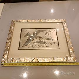 Bassorilievo in Argento Gabbiani e Mare- Ottaviani