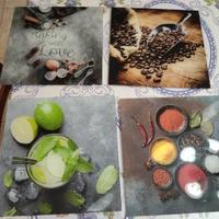 4 quadri in vetro 30x30 