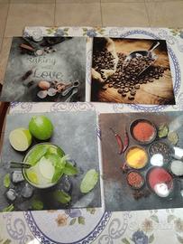 4 quadri in vetro 30x30 