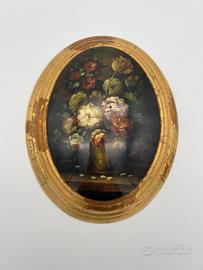 Quadro ovale con fiori stile antico