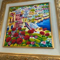 Athos Faccincani Positano olio su tela 50x50