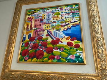 Athos Faccincani Positano olio su tela 50x50