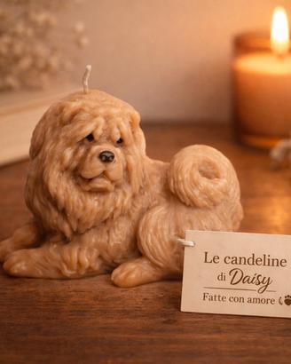 candela profumata a forma di chow chow