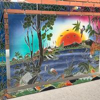 Quadro dipinto a mano stile tropicale indiano