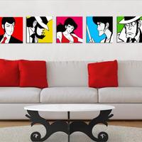 Set 5 quadri Personaggi Lupin Dipinti a Mano