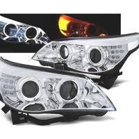 FARI BMW E60 03-07 ANGEL EYES CCFL FONDO CROMATO