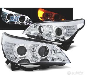 FARI BMW E60 03-07 ANGEL EYES CCFL FONDO CROMATO