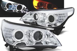 FARI BMW E60 03-07 ANGEL EYES CCFL FONDO CROMATO