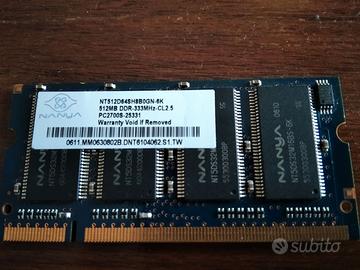 RAM DDR-333 Mhz - PC2700 da 512 Mb per portatile