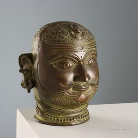Lord Shiva Mukhalingam Testa in Bronzo - XX Secolo