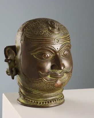 Lord Shiva Mukhalingam Testa in Bronzo - XX Secolo