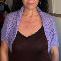 Cardigan coprispalle lilla in lana mohair uncinett