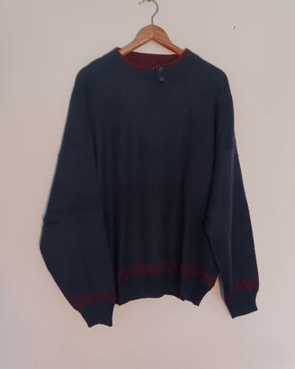 maglia blu con dettagli blu 50% LANA 