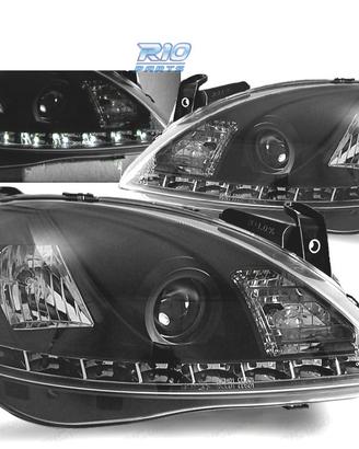 FARI PER OPEL CORSA C 00-06 LUCE DIURNA A LED NERI