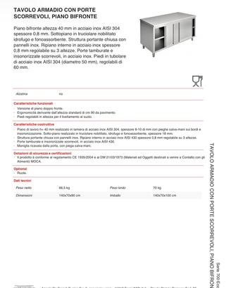 Tavolo armadio con porte scorrevoli