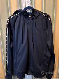 Felpa Nike blu con cappuccio e bande logo