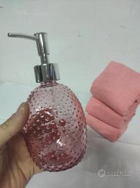 Dispenser bagno in vetro con 3 lavette